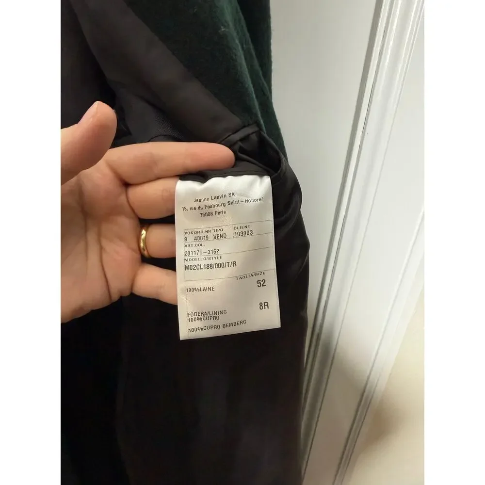 Lanvin Designer Dark Green 100% Wool Long Overcoat NEW Men's Size 42 Barneys NY